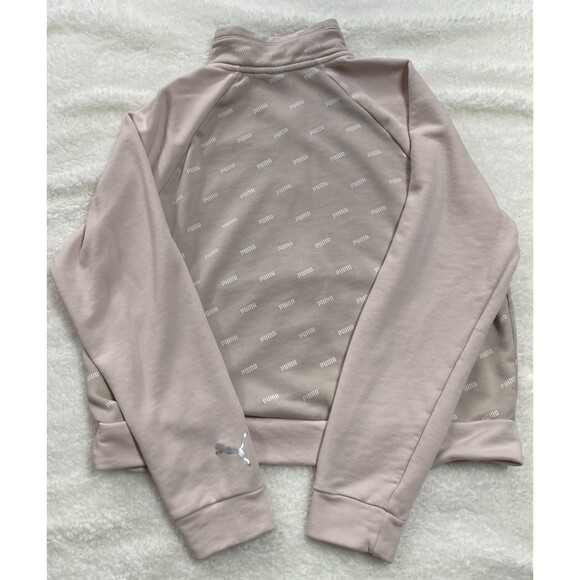 Puma 1/4 Zip Pullover Puma Branded Bodice Solid Sleeves Size Large - Picture 2 of 13